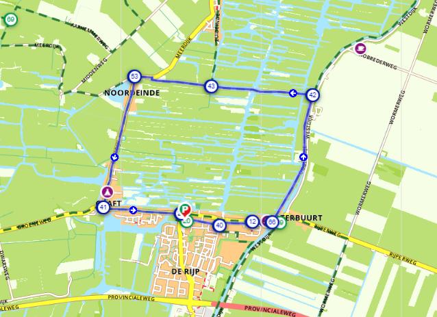 door de eilandspolder route op de kaart